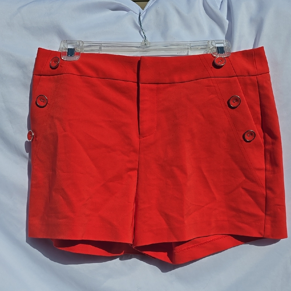 Womens Poppy Red ELLE Button-Detail Cotton Shorts Size 6